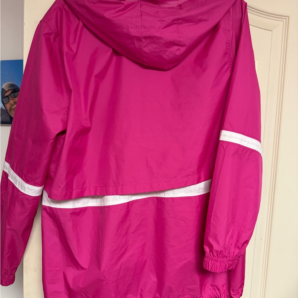 Women’s Large Nike hot pink and White Hooded Windbreaker Jacket - Picture 2 of 3